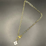 Upcycled LV Clasp with Charm on Gold-Filled Chain Necklace