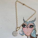 Large White LV Trunks & Bags Pendant on Gold-Filled Necklace