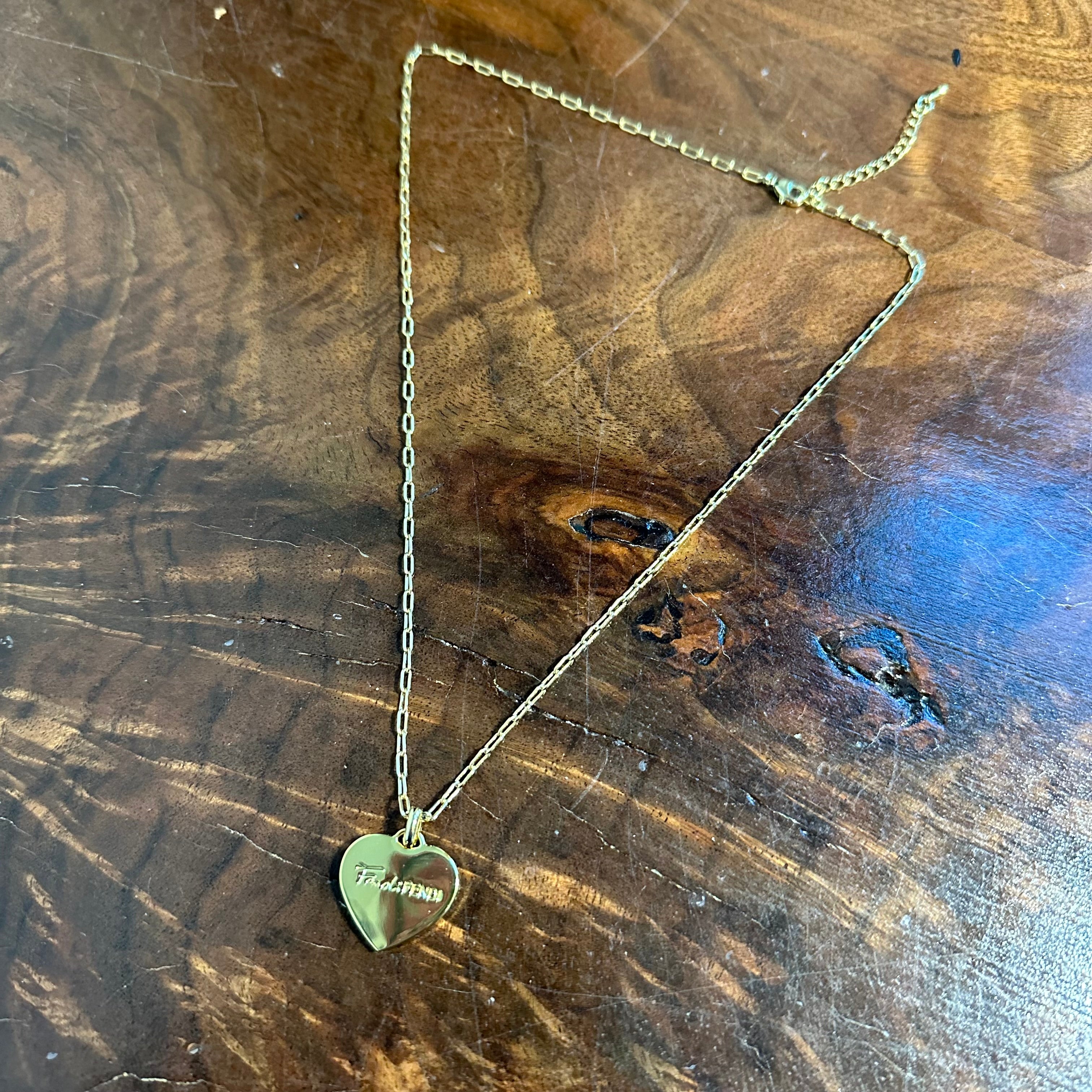 Upcycled Fendi Charm Heart Necklace