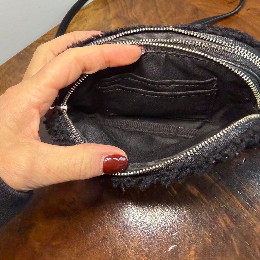 The Junco Crossbody - Black Shearling Leather Coach