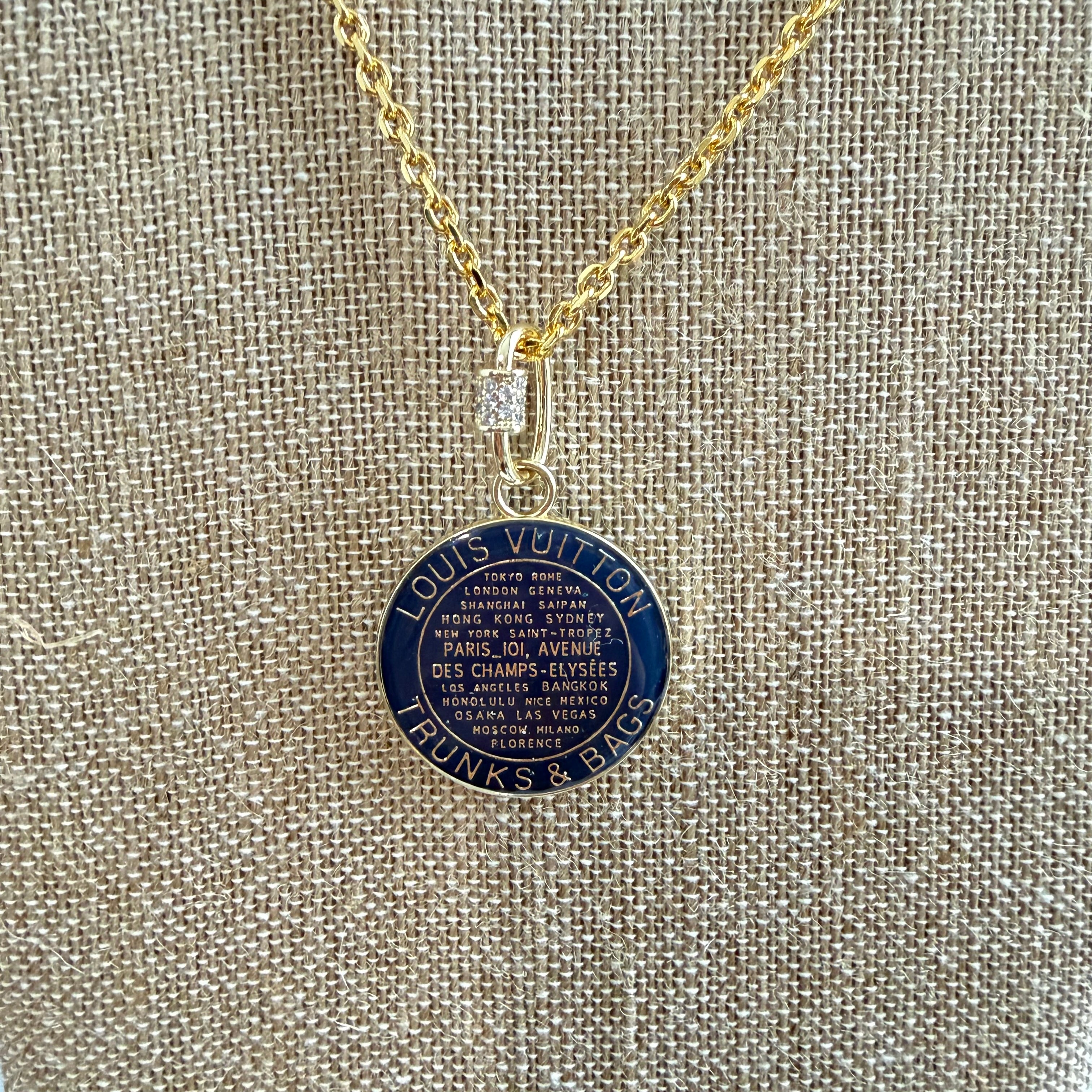 Large Upcycled LV Trunks & Bags Charm on GF Chain Necklace - choose your favorite color!
