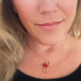Upcycled Gold LV Zipper Pull with Fruit Charm Necklace
