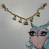 Upcycled Bag Charm Set with Vintage LV Charm and Cherries