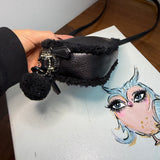 The Junco Crossbody - Black Shearling Leather Coach