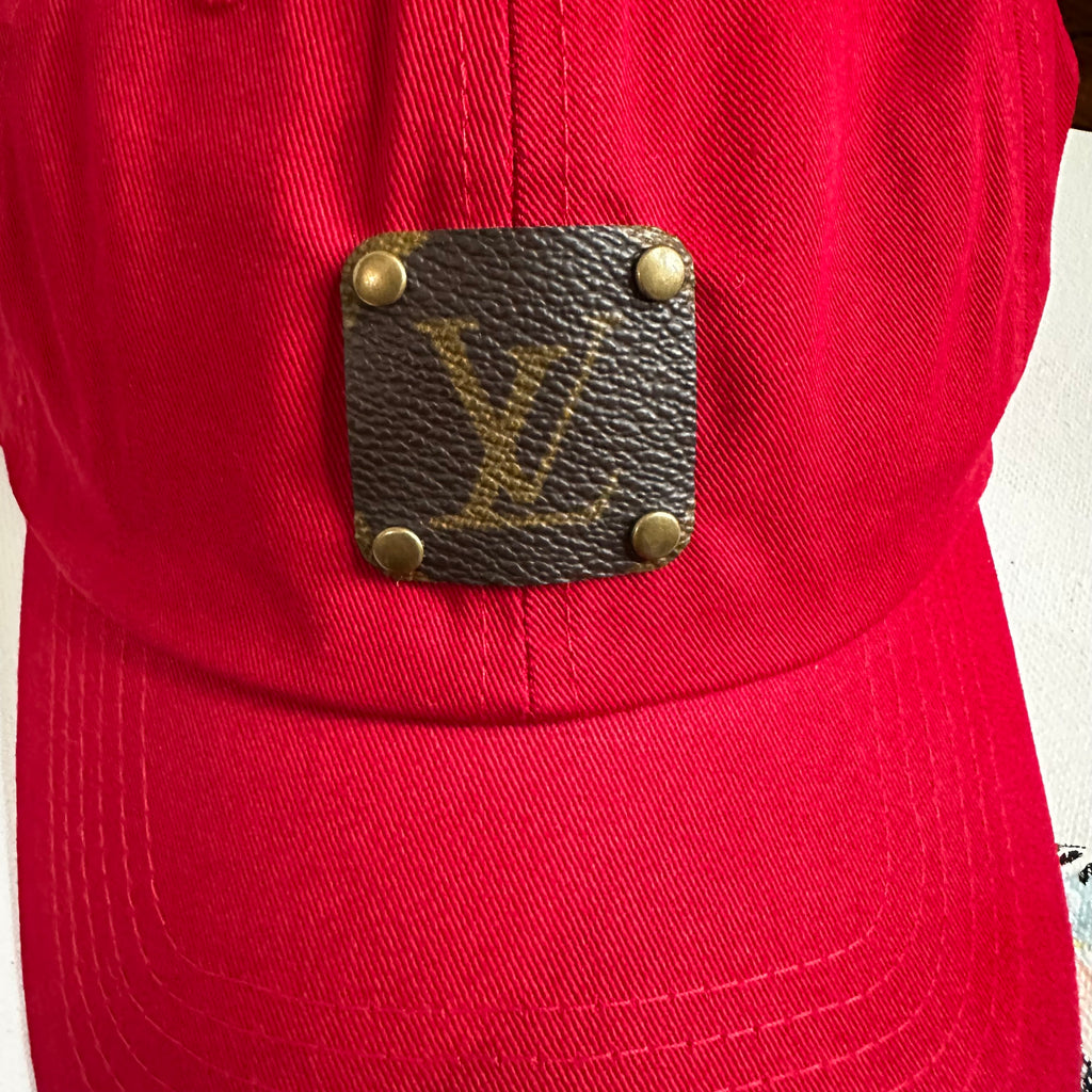 Upcycled LV Patch on Red Hat (not distressed)