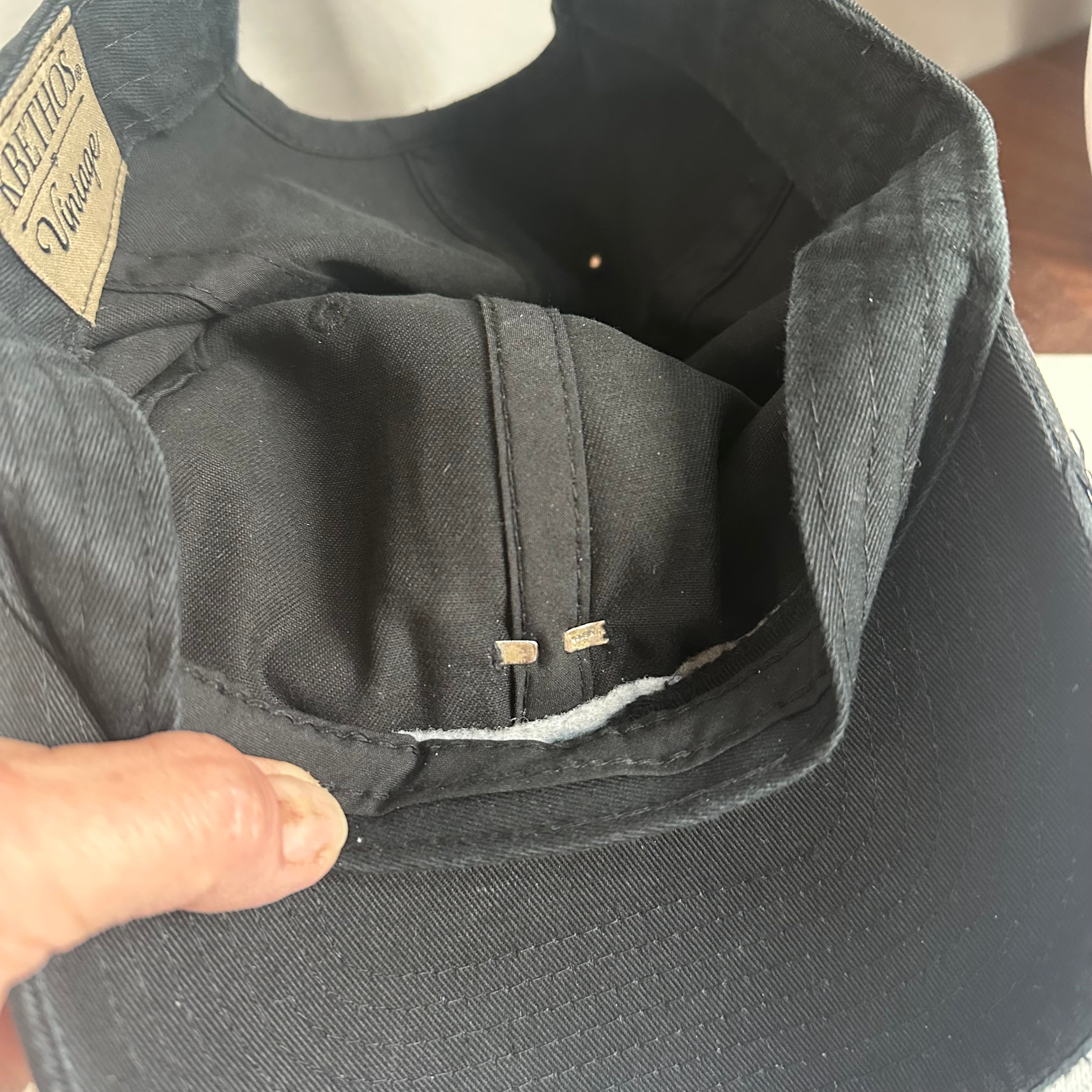 Upcycled Black Prada Tag Hat in Black Hat