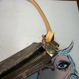 The Junco Wristlet - Upcycled LV Monogram with Shoulder Vachetta