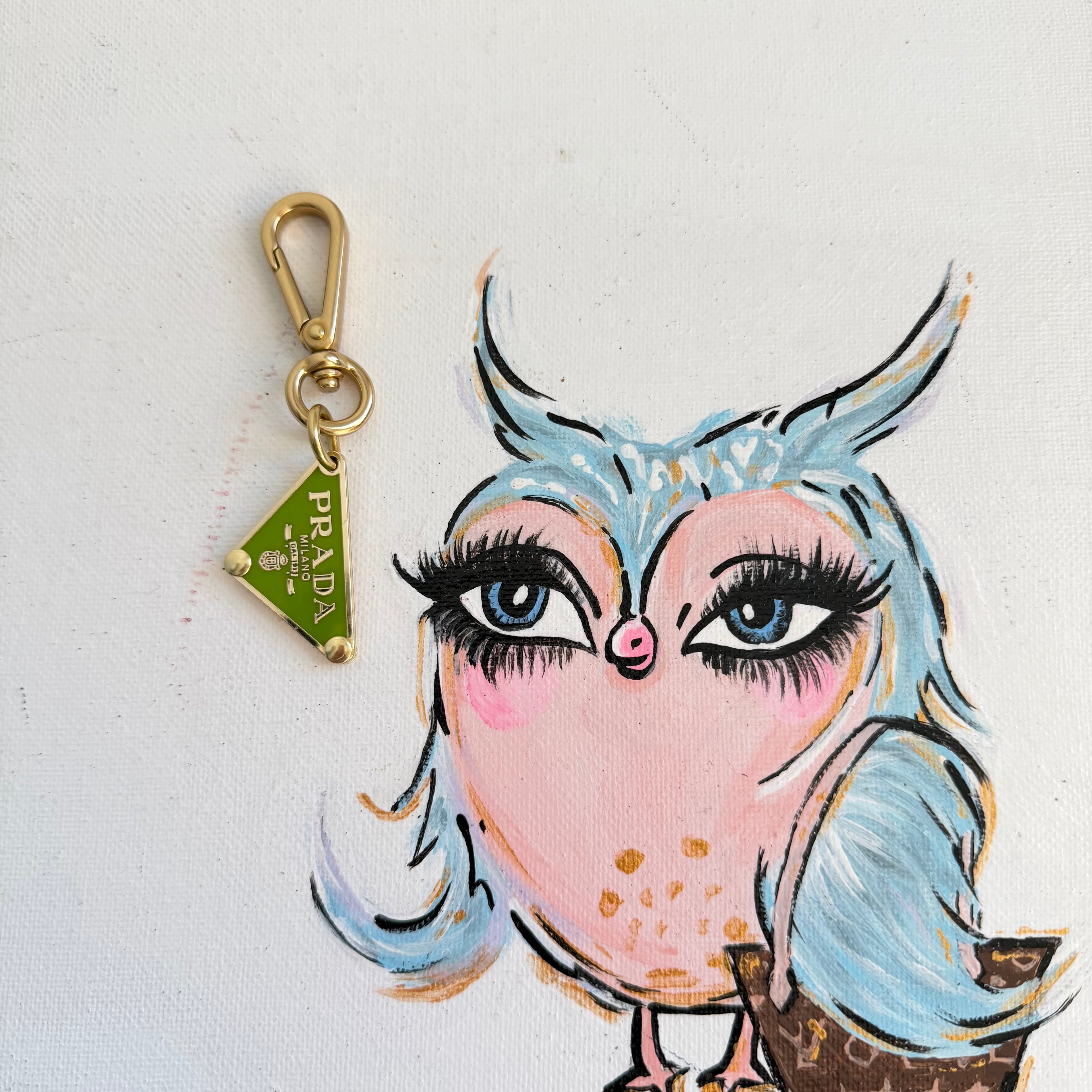 Gold Prada Bag Tag Charms in Skittle Colors/Keychain