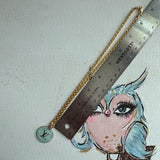 Turquoise LV Trunks & Bags Zipper Pull on Gold-Filled Chain