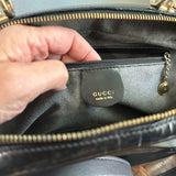 The Junco Crossbody/Clutch - Larger Vintage Gucci Bamboo Cosmetic Bag in Black Leather (Vertical)