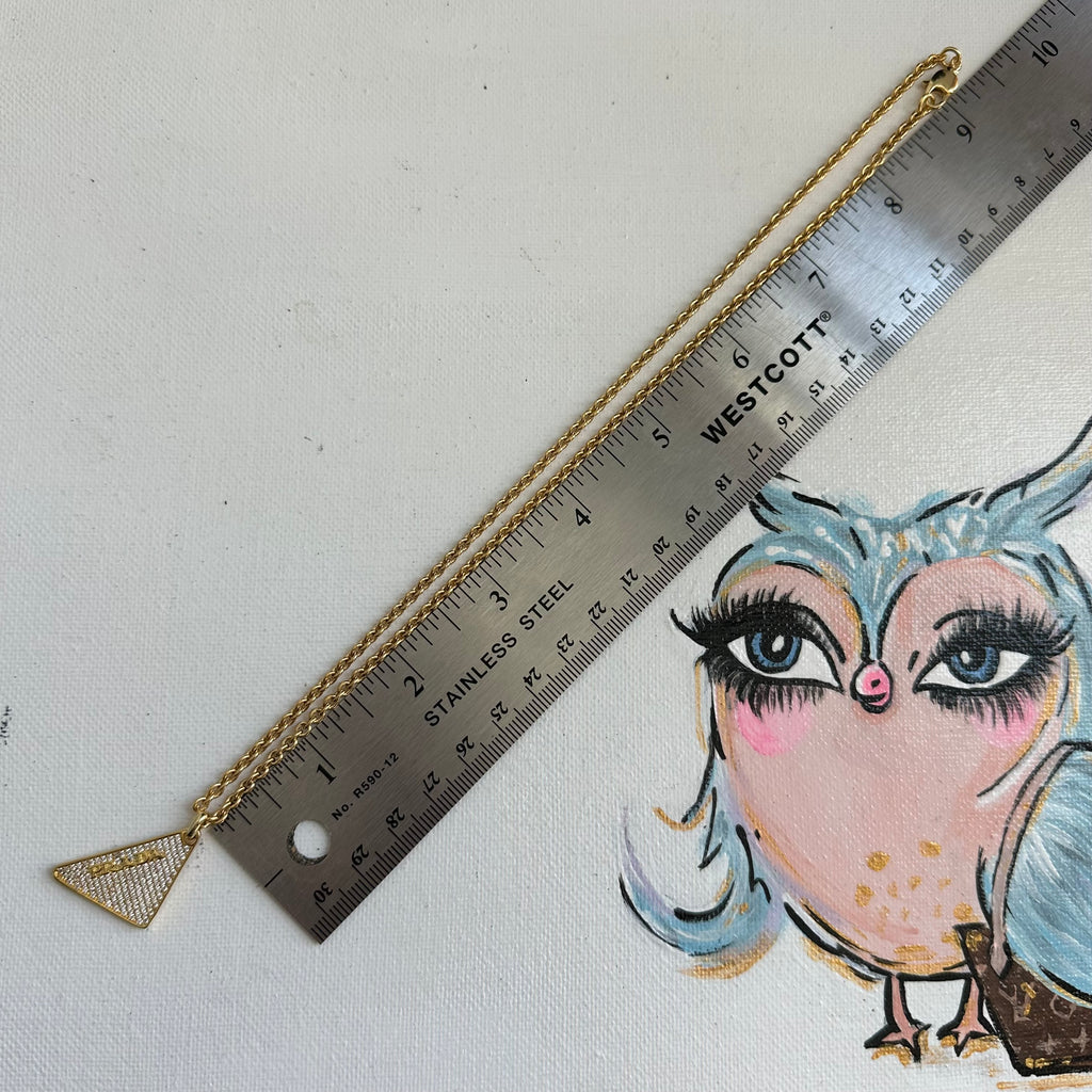 Upcycled Blingy Prada Necklace on Gold-Filled Chain - Gold or Silver