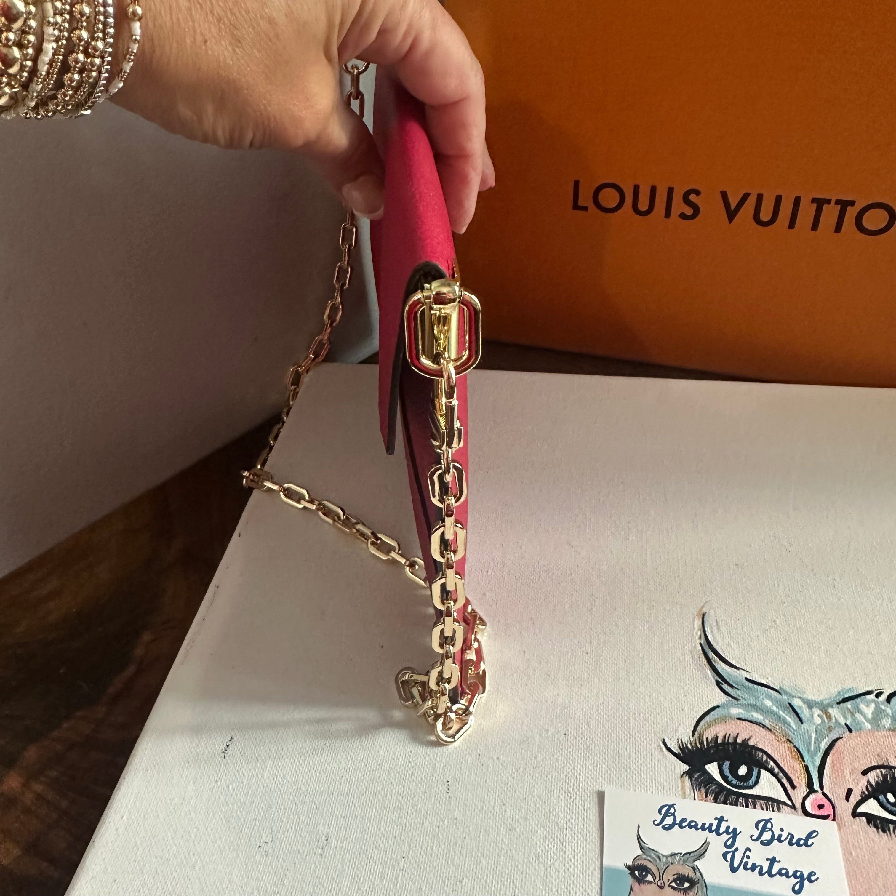 The Pelican Shoulder Bag - Upcycled Louis Vuitton Envelope Bag in Red