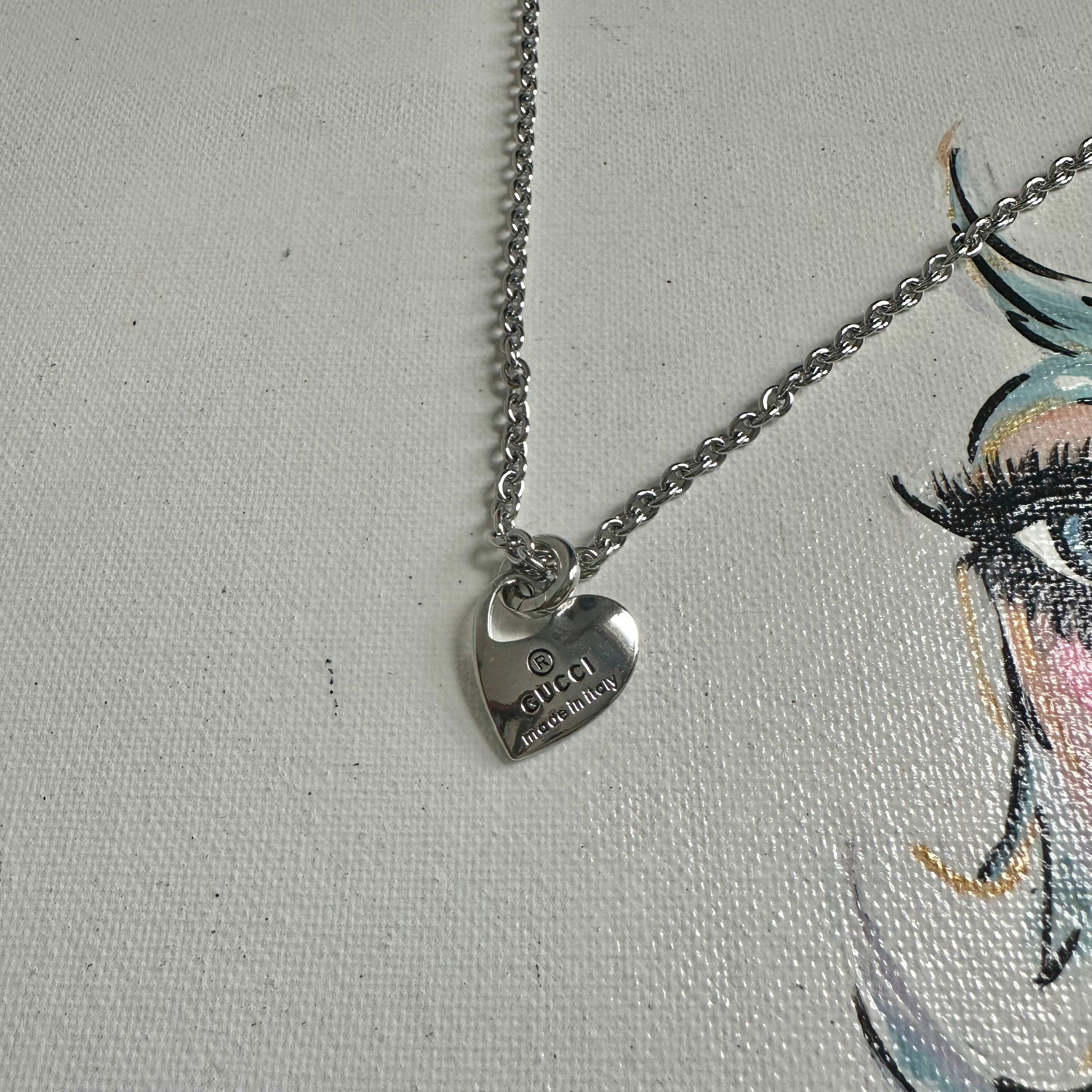 Upcycled Gucci Silver Heart Charm Necklace