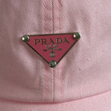 Upcycled Pink/Silver Prada Tag Distressed Hat in Pink