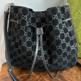 The Peacock Crossbody - Vintage Suede GG in Black