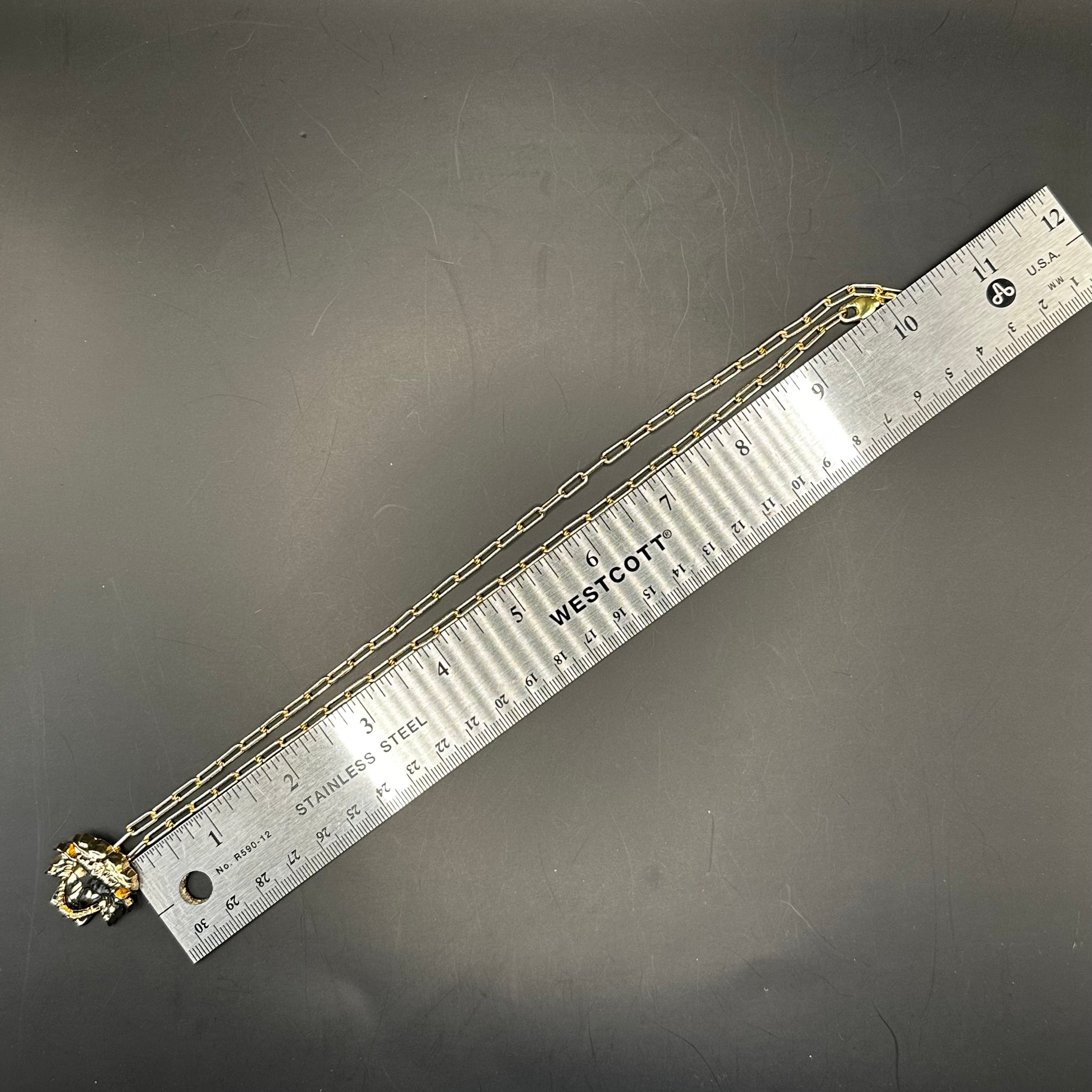 Versace Medusa Pendant on Gold-Filled Paperclip Chain Necklace