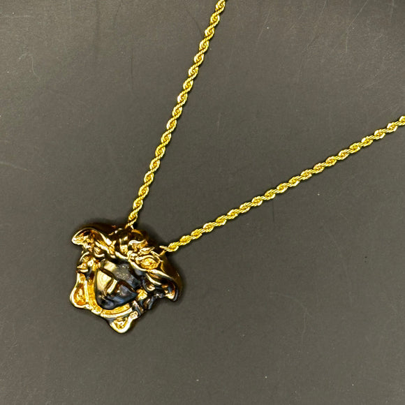 Versace Medusa Pendant on Gold-Filled Rope Chain Necklace