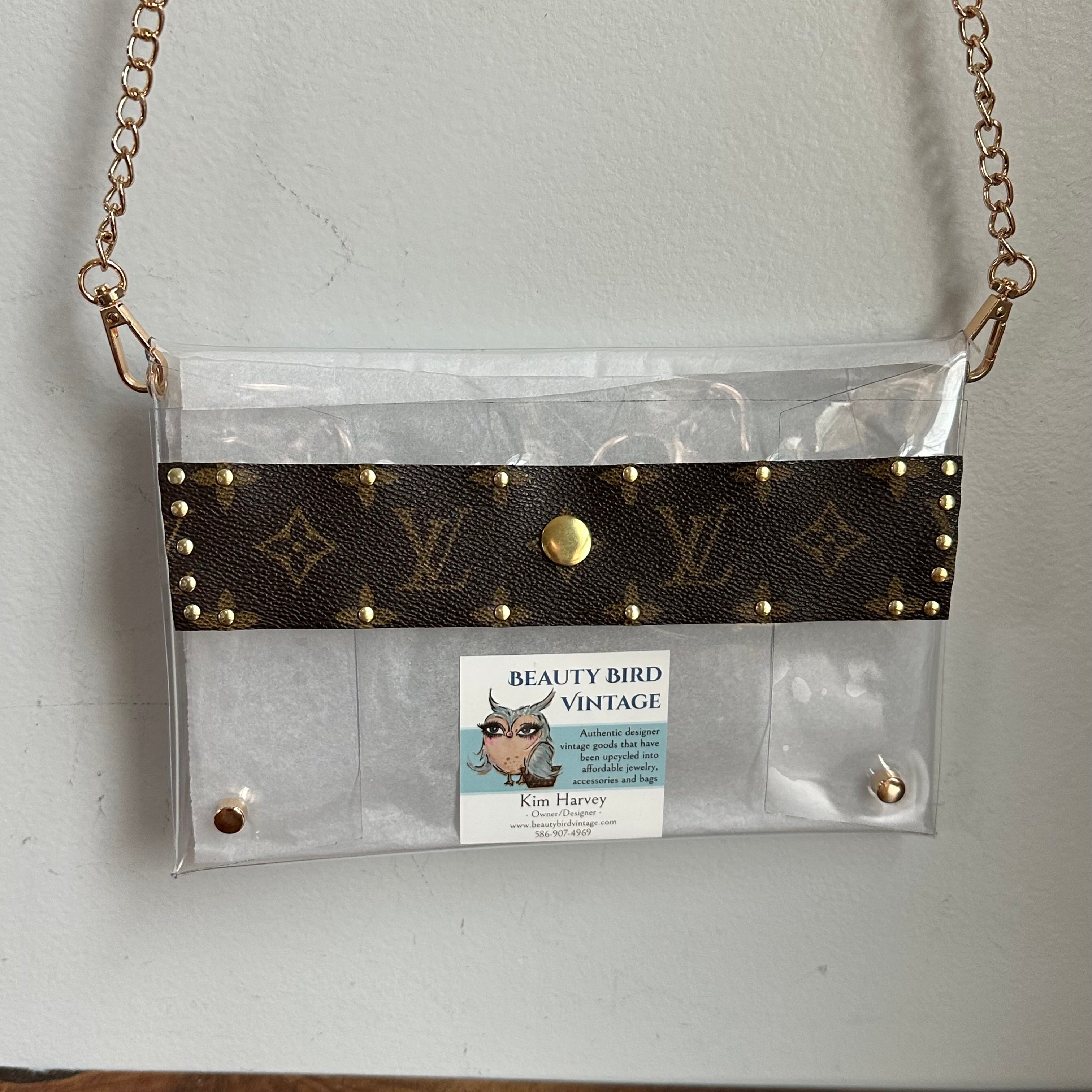 Upcycled Monogram LV on Take Me Out to the Ball Game Clear Crossbody Stadium Bag - Larger