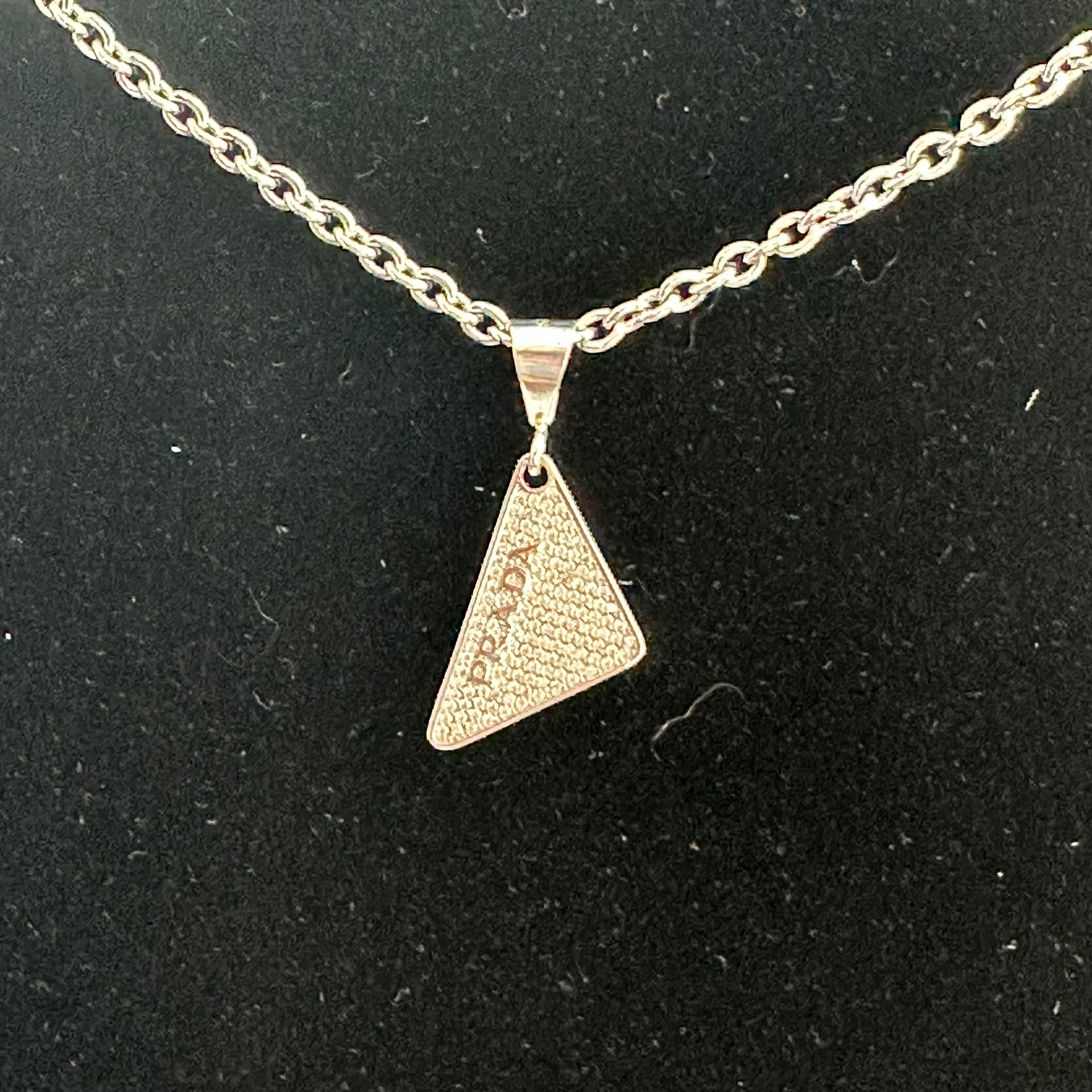 Upcycled Blingy Prada Necklace on Gold-Filled Chain - Gold or Silver