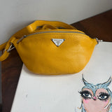 Yellow Leather Prada Tag Sling/Fanny Pack Bag