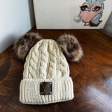 Toddler/Child Double Pom Beanie Hat - Fleece Lined