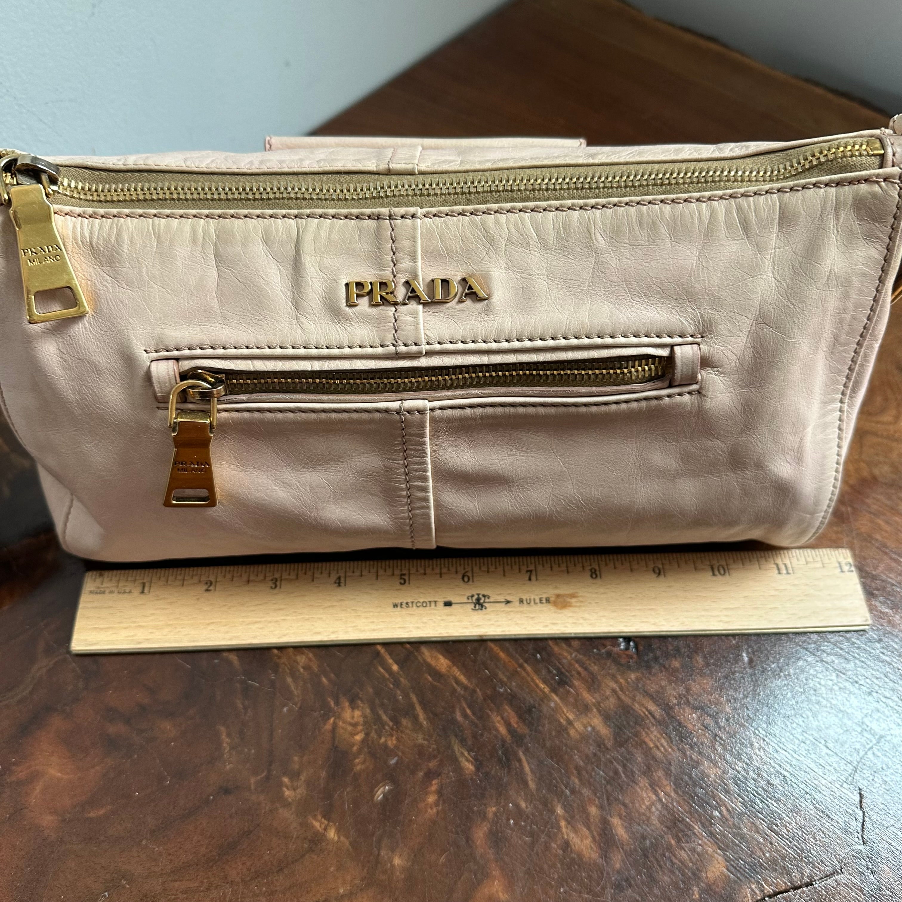 The Junco Shoulder Bag - Vintage Prada in Beige Pink Leather