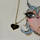I Heart LV Necklace in Black/Gold on GF Paperclip Chain