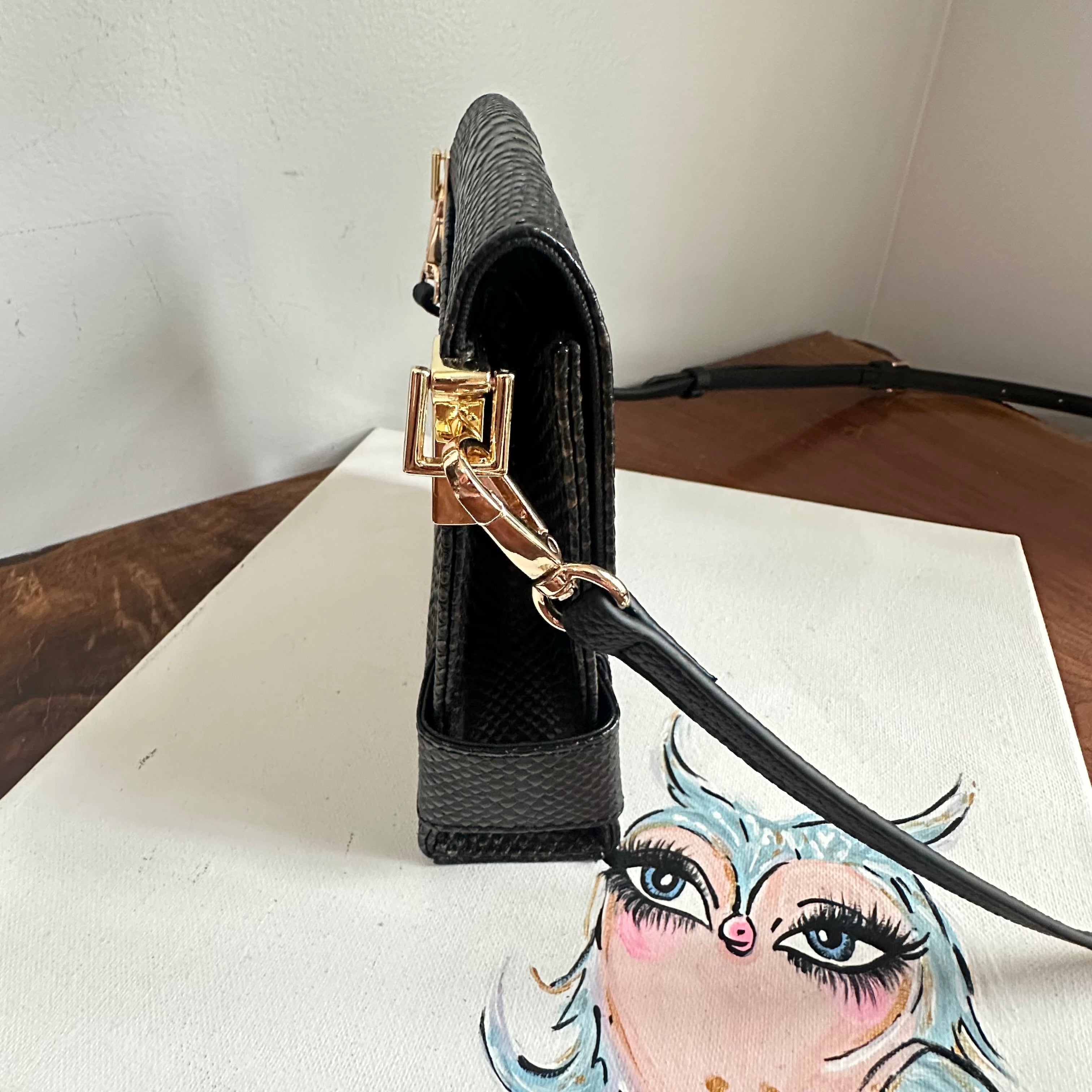 The Junco Crossbody - Vintage YSL in Black Snakeskin