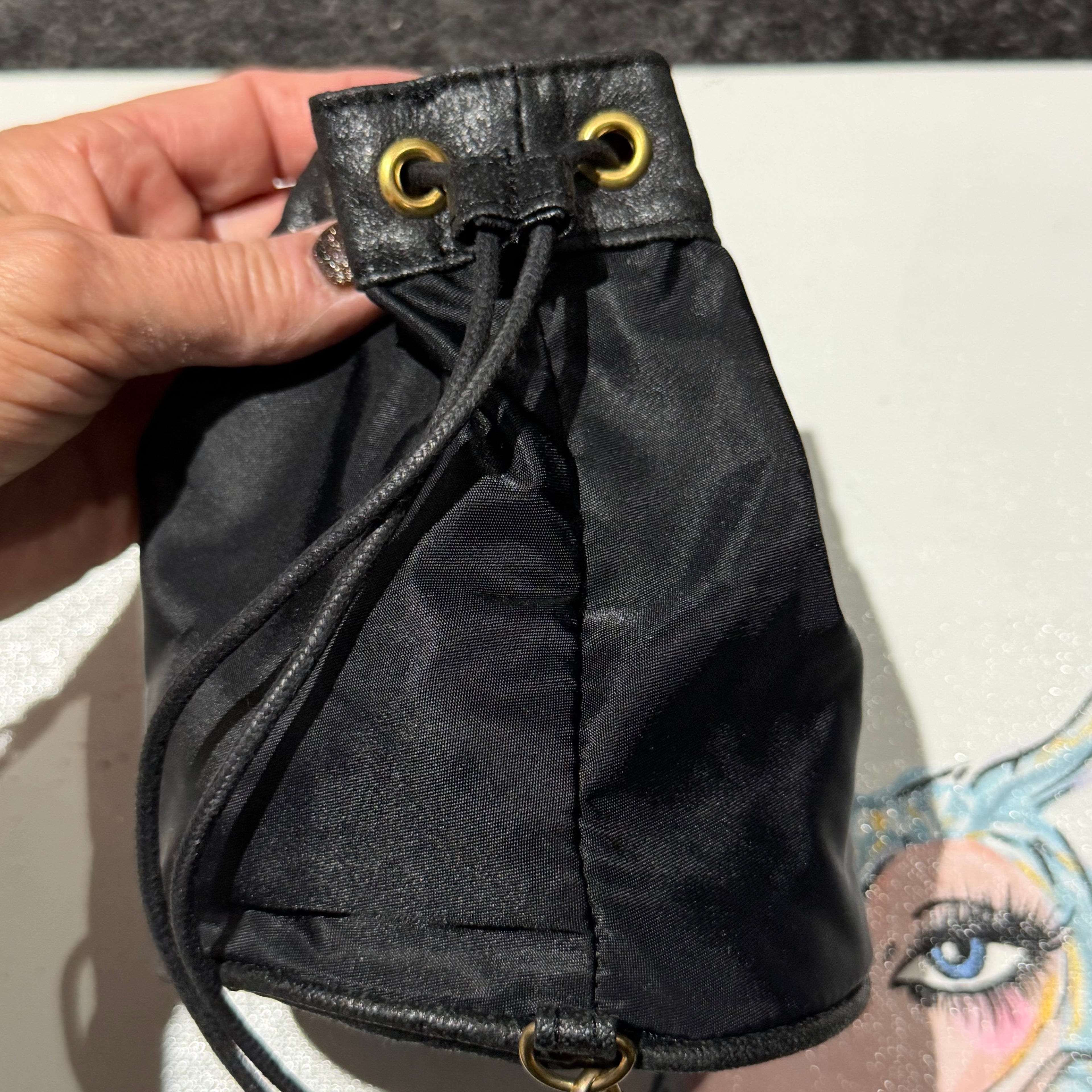 The Junco Drawstring Bag - Black CELINE