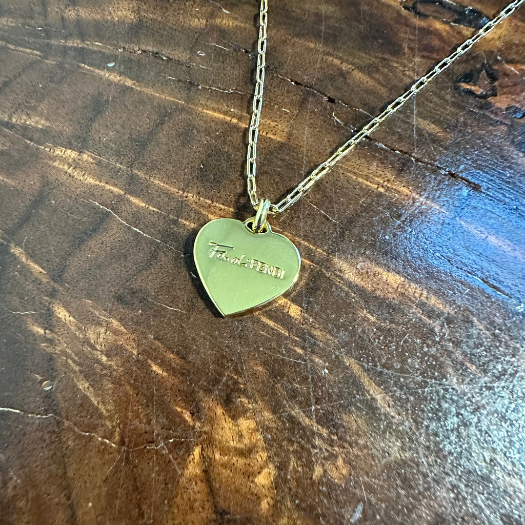 Upcycled Fendi Charm Heart Necklace
