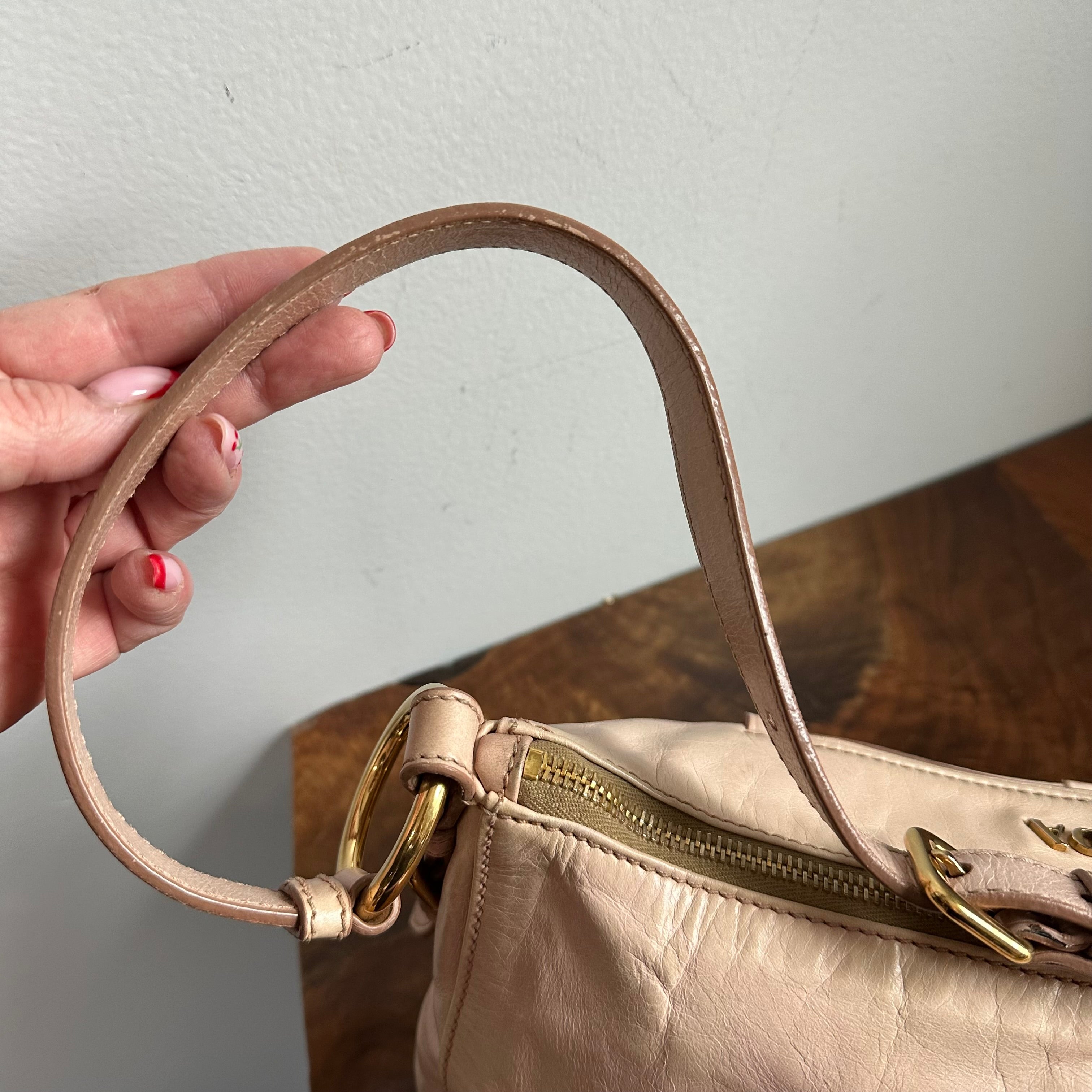 The Junco Shoulder Bag - Vintage Prada in Beige Pink Leather