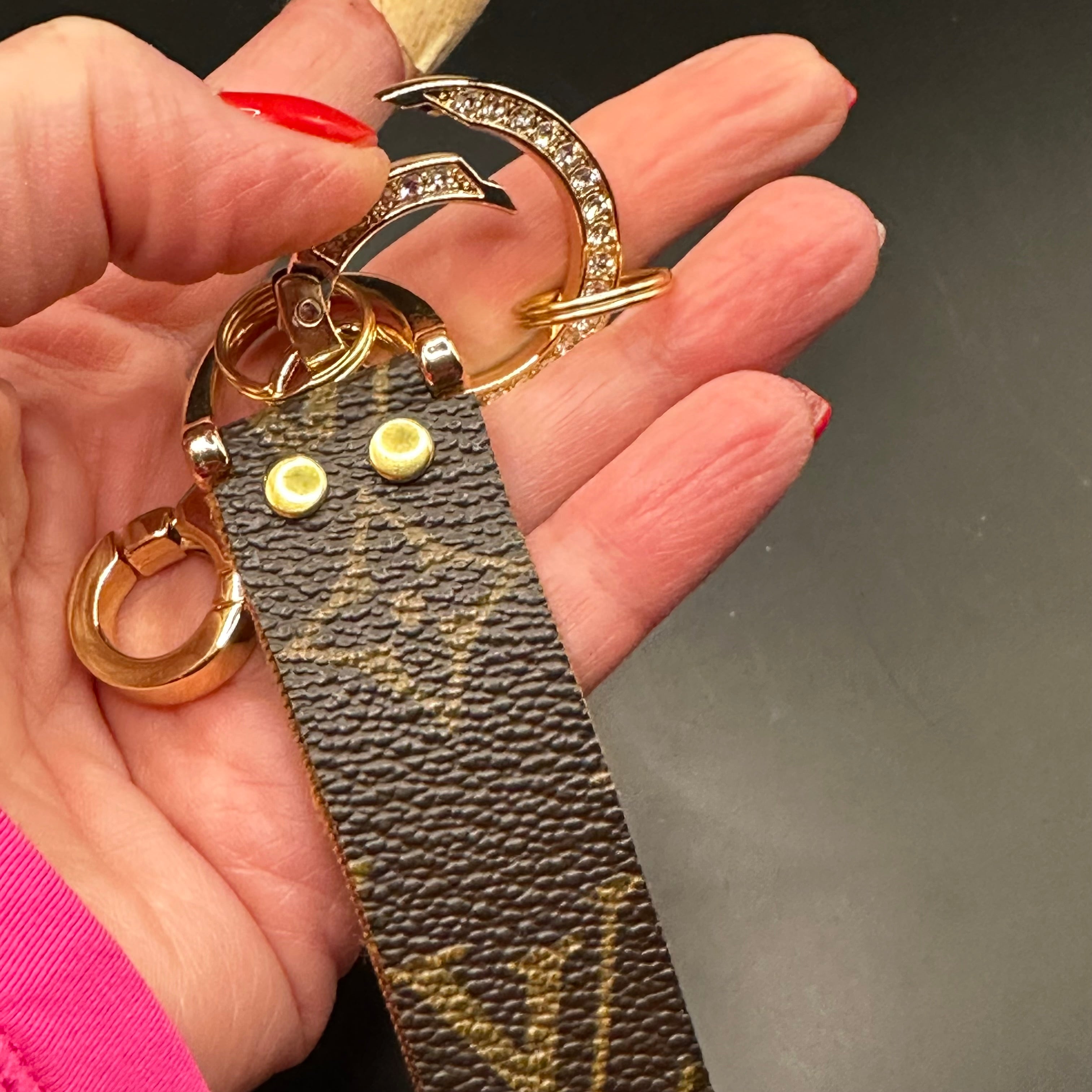 Blingy LV Monogram Wristlet Keychain