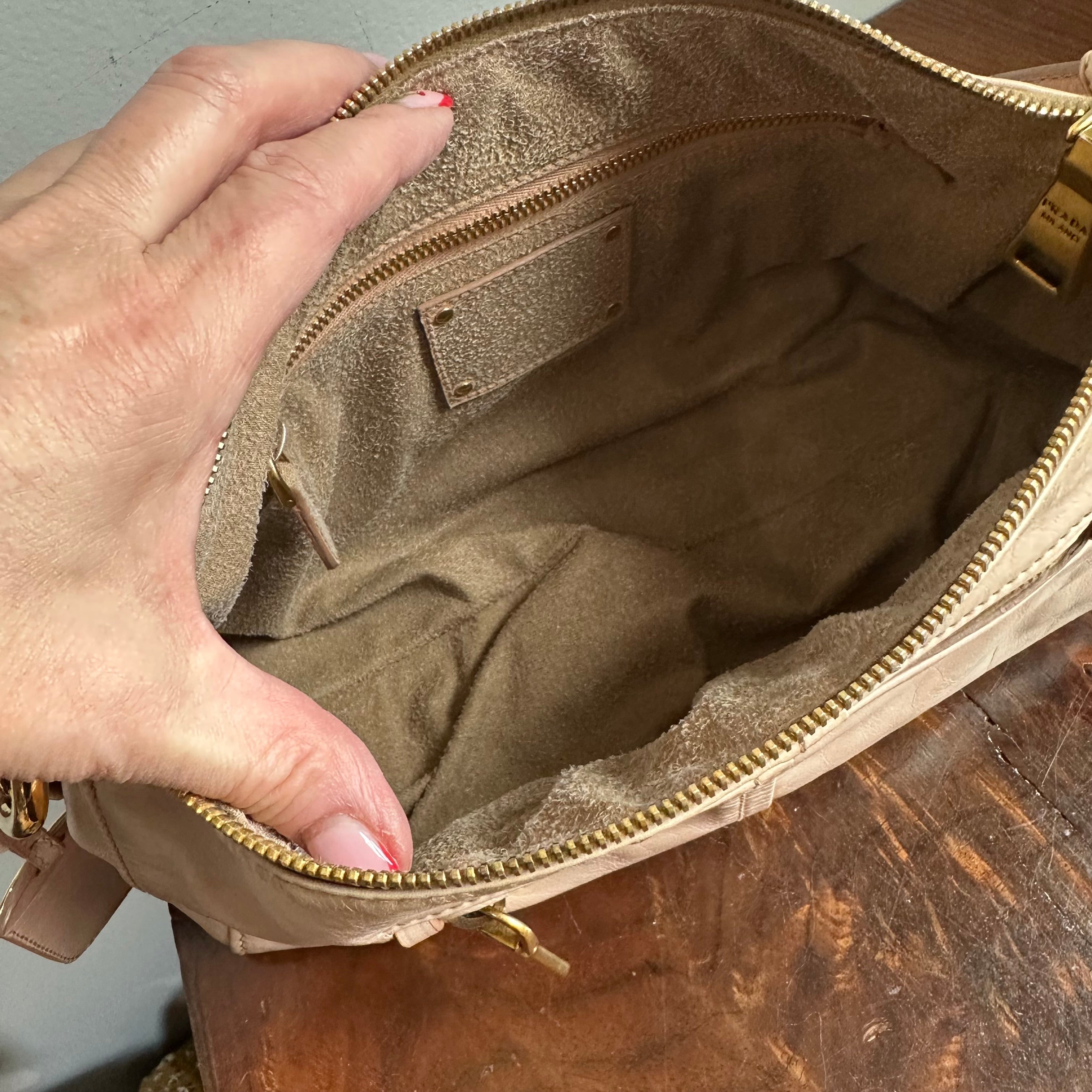 The Junco Shoulder Bag - Vintage Prada in Beige Pink Leather