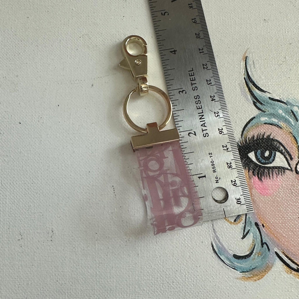 Tiny Upcycled Dior Clear/Pink Keychain