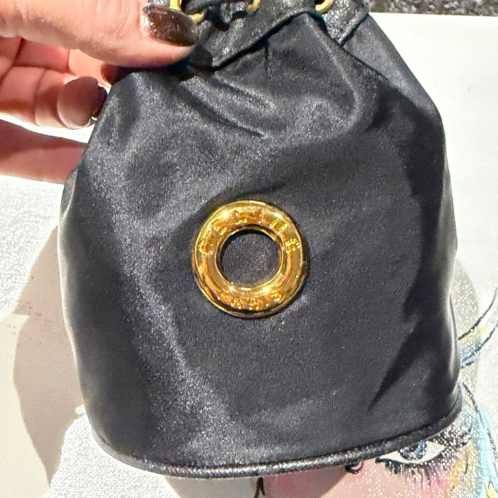 The Junco Drawstring Bag - Black CELINE