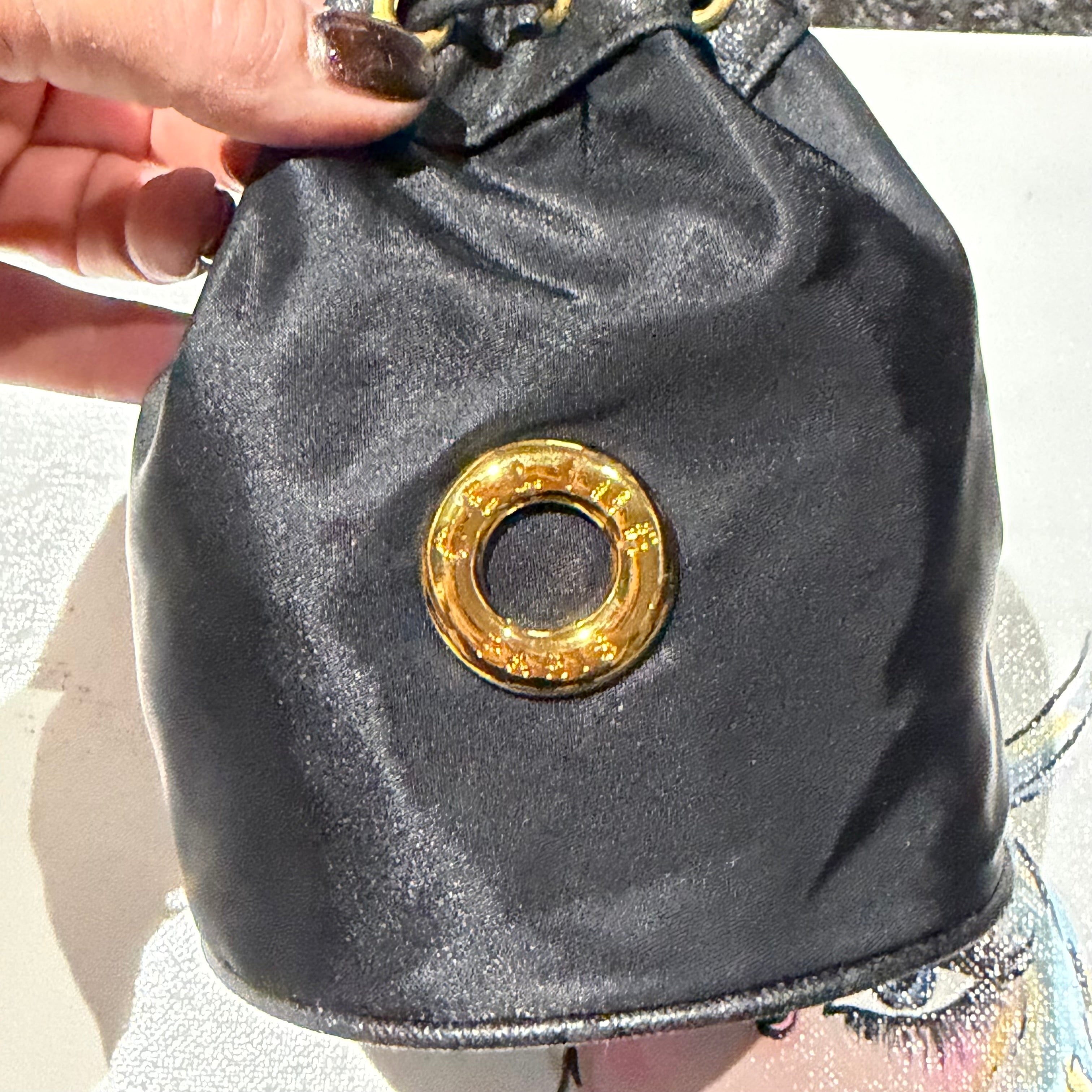 The Junco Drawstring Bag - Black CELINE