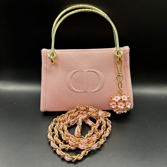 The Junco Crossbody Bag with Gold Handles - Pale Pink Dior