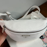 White Leather Prada Tag Sling/Fanny Pack Bag