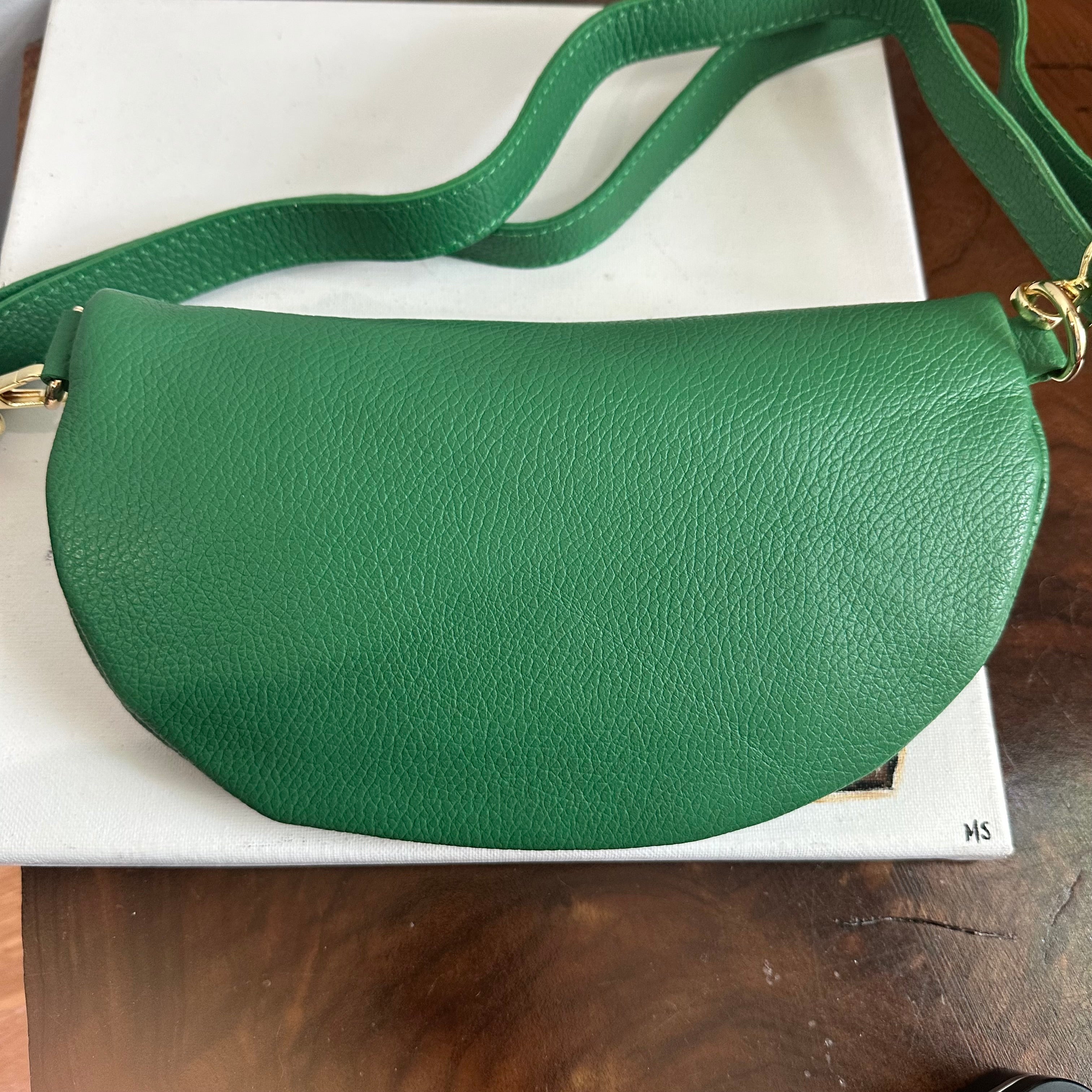 Green Leather Prada Tag Sling/Fanny Pack Bag Gold (larger)