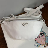 White Leather Prada Tag Sling/Fanny Pack Bag