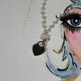 Creamy White Dior Heart on Delicate Wire-Wrapped Pearl Necklace