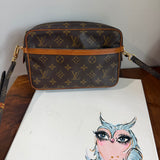 The Sparrow Crossbody Bag - Vintage LV Monogram  in Vachetta