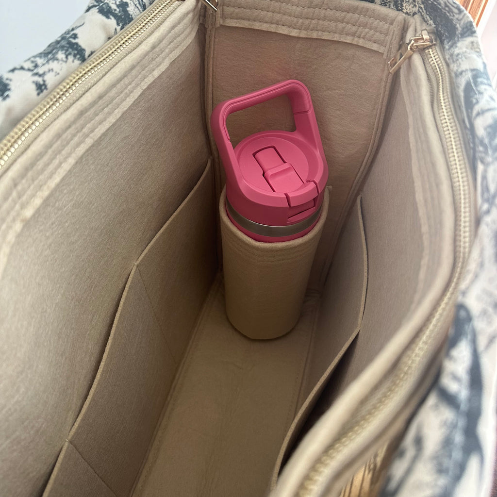 The Tote Bag - Canvas Dior in Cream/Deep Red