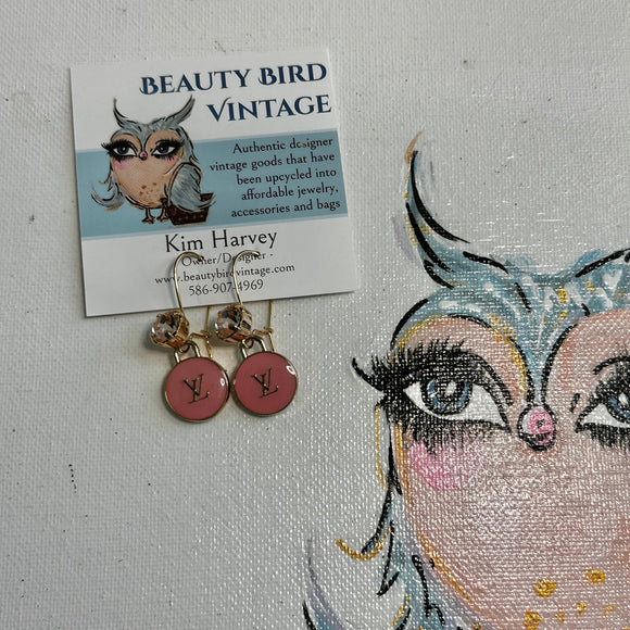 Pink LV Earrings - Long Swarovski Bling – Beauty Bird Vintage