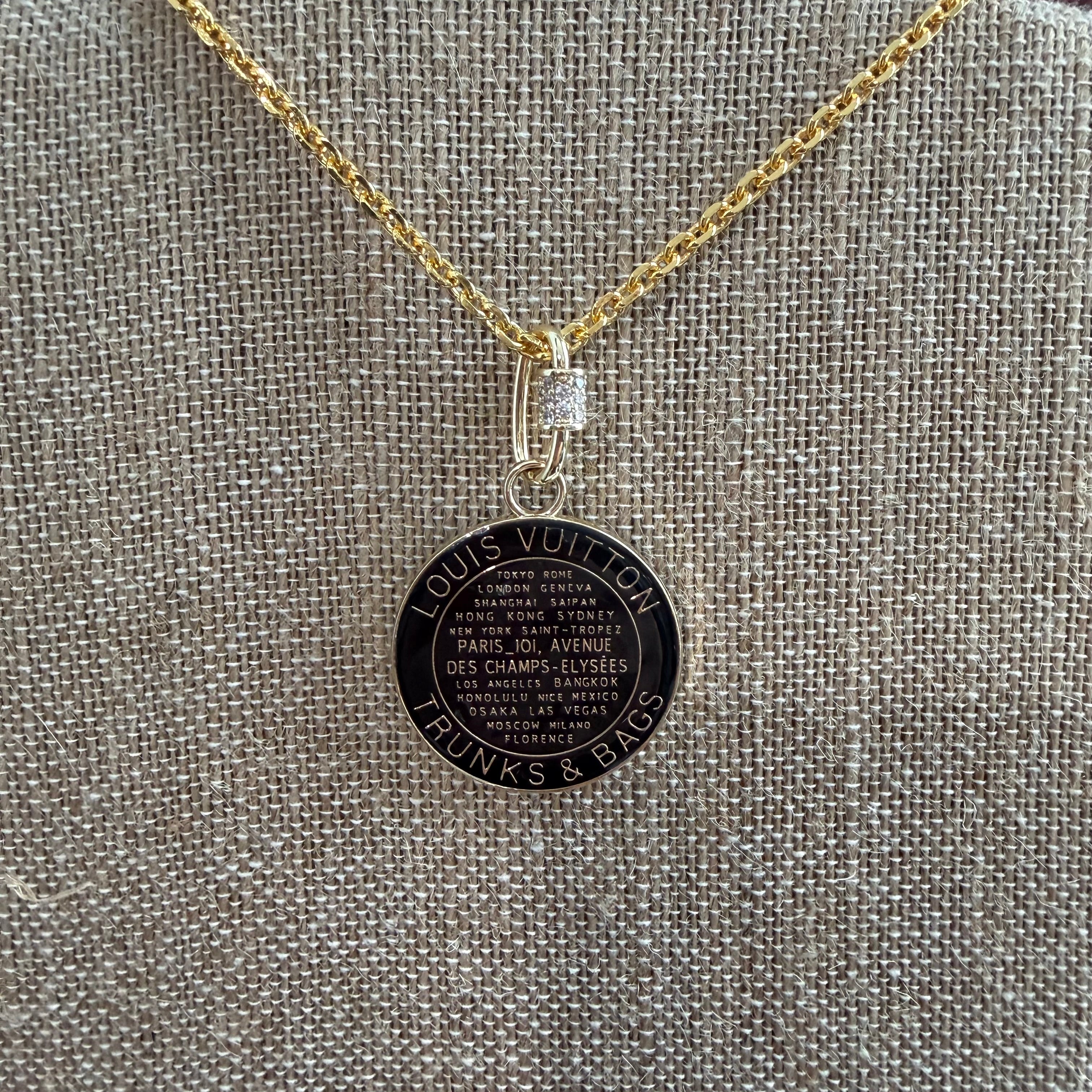 Large Upcycled LV Trunks & Bags Charm on GF Chain Necklace - choose your favorite color!