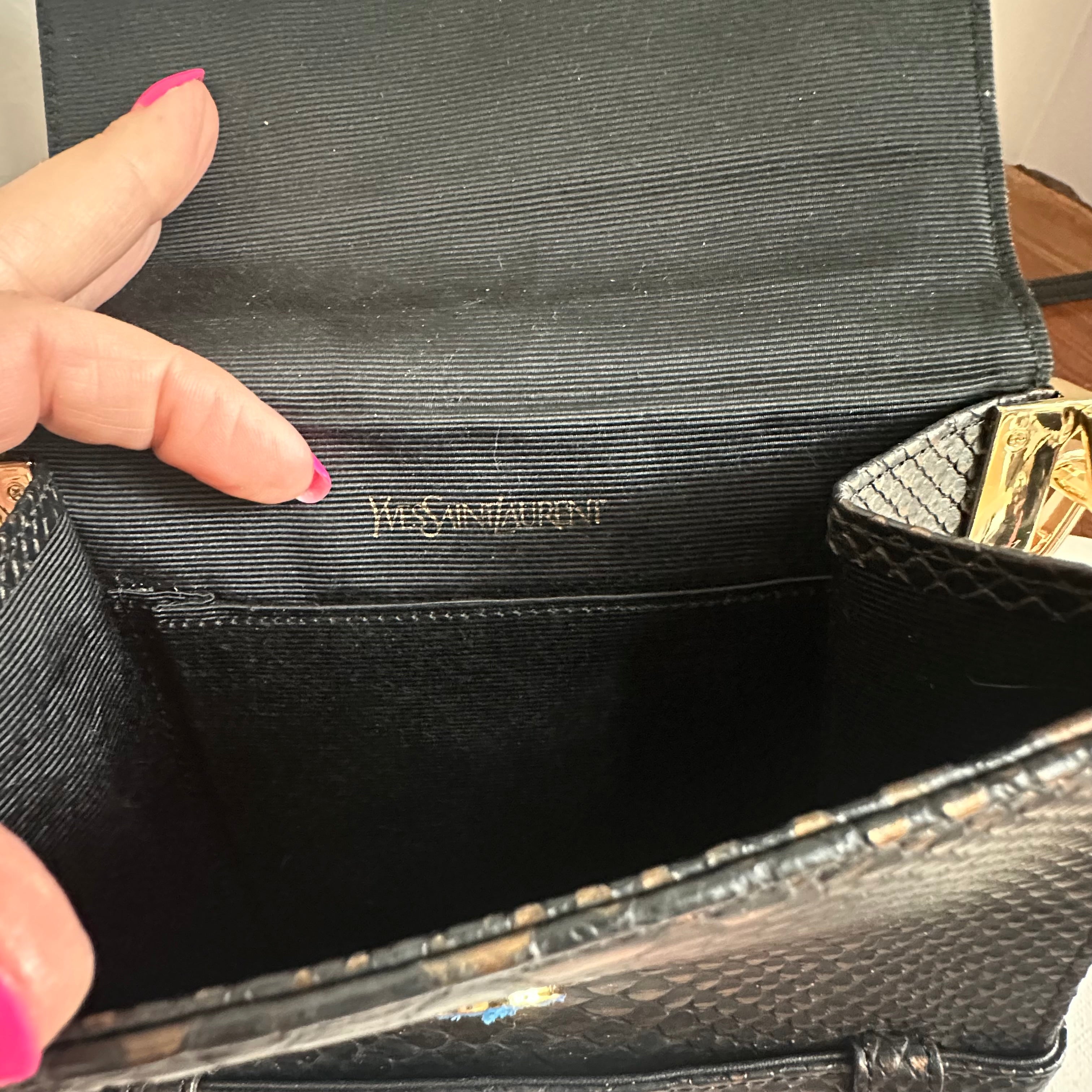 The Junco Crossbody - Vintage YSL in Black Snakeskin