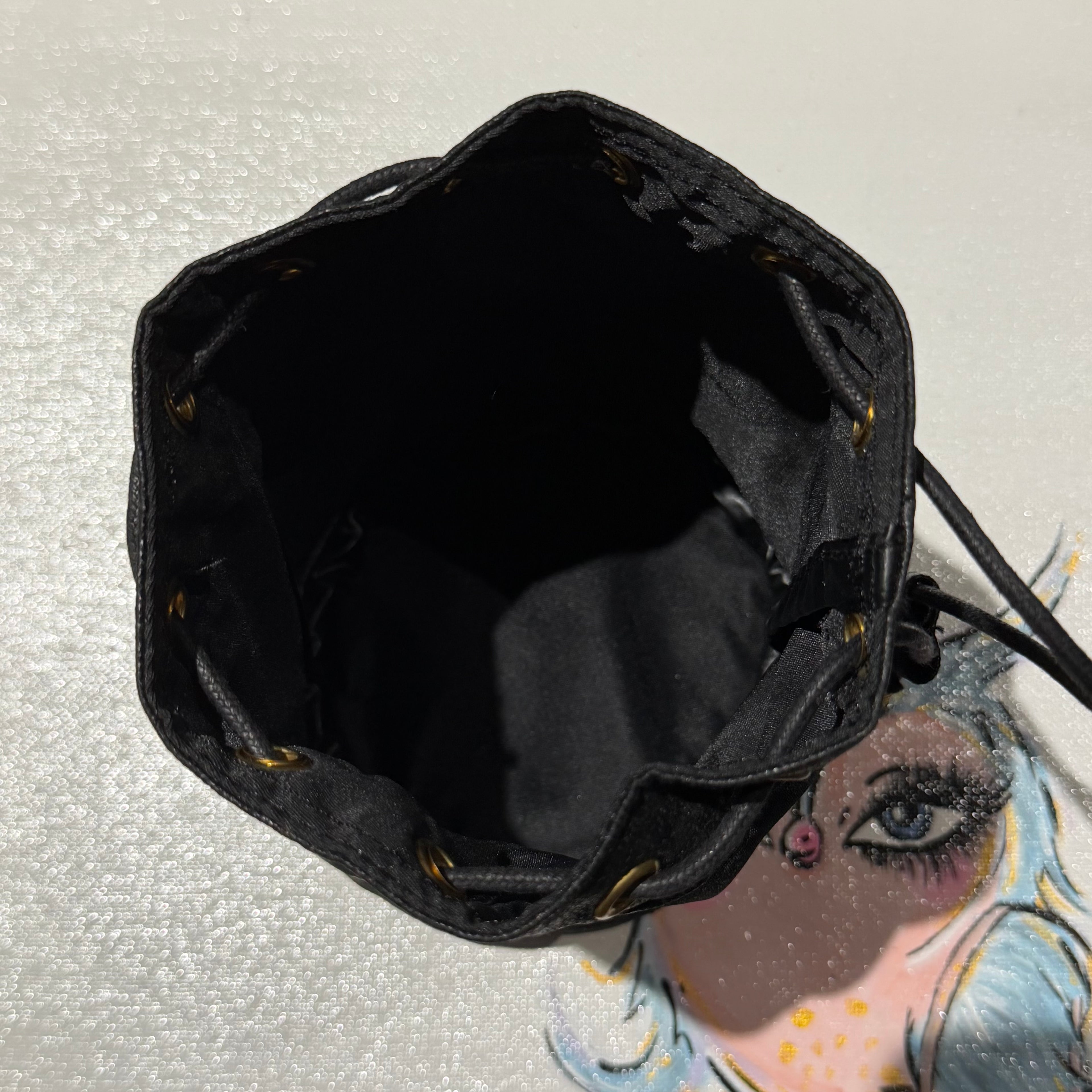 The Junco Drawstring Bag - Black CELINE