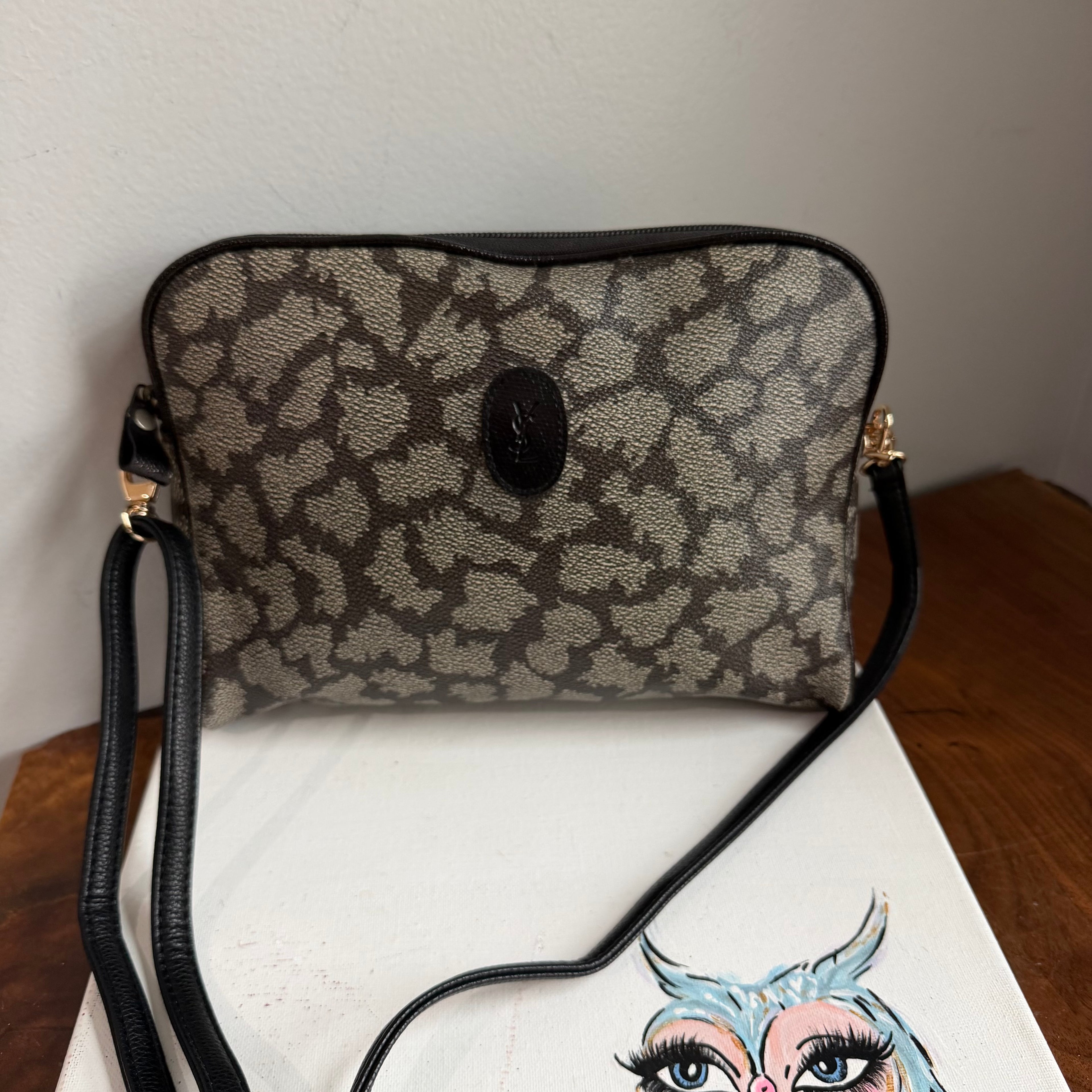 The Junco Crossbody - Vintage YSL in Giraffe Print with Black