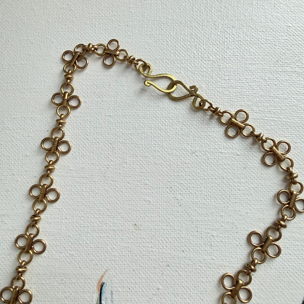 Key to My Heart Necklace - Upcycled LV Padlock on Floral Brass Chain