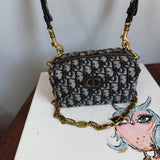 The Junco Crossbody - Dior Trotter Canvas in Navy (with TWO straps!)